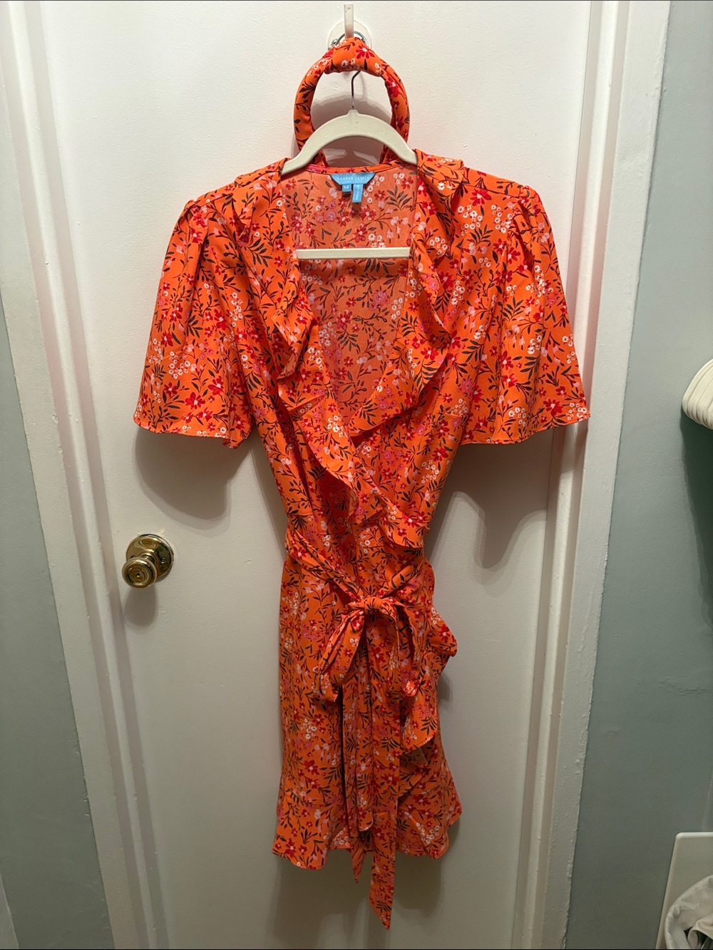Draper JamesBright Orange Floral Wrap Dress